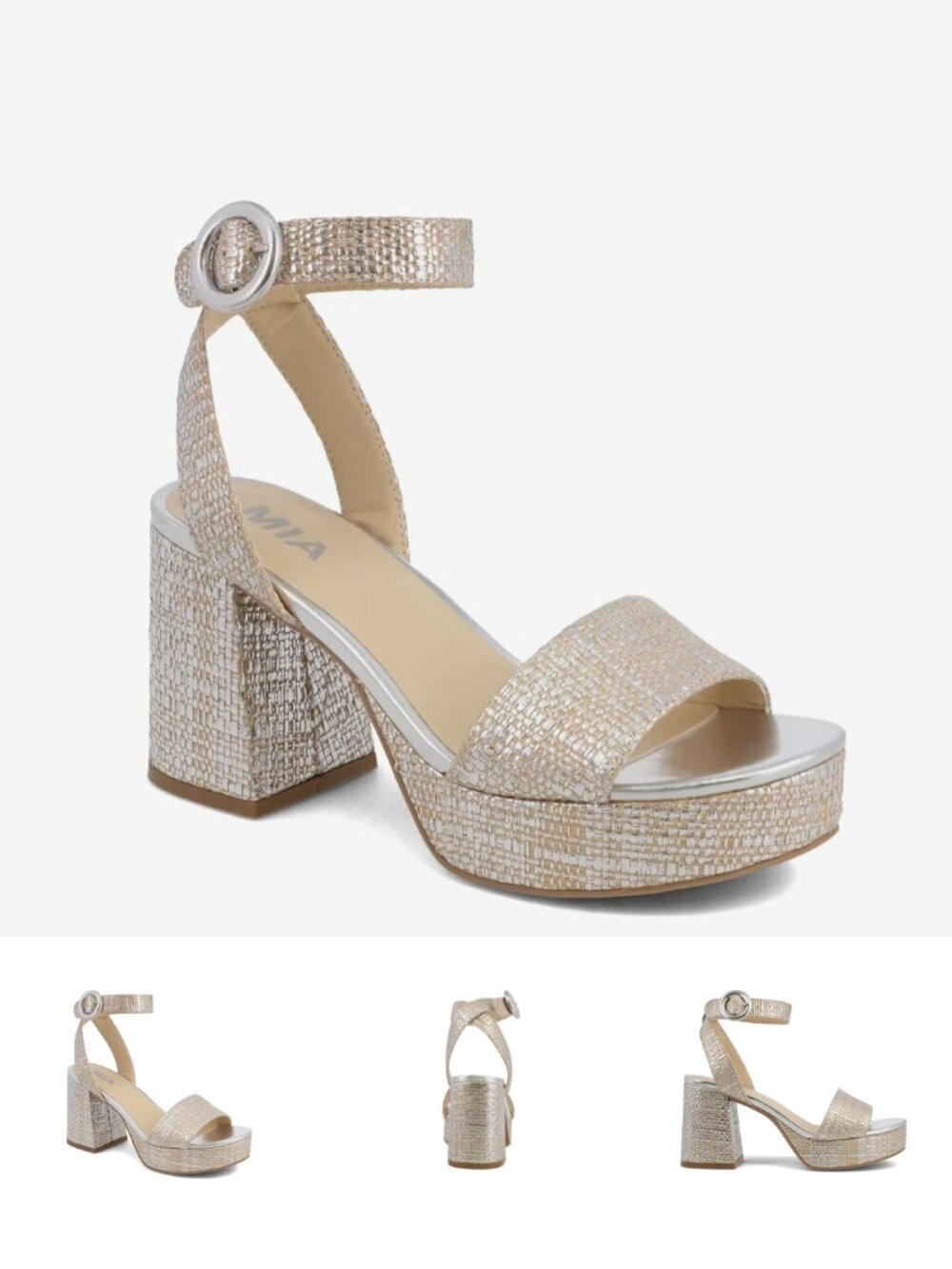 MIA Renee Silver Metallic Block-heel Platform Sandal